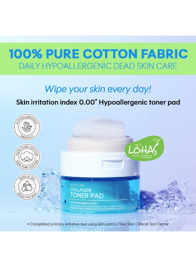 TENZERO Moisture Collagen Toner Pad 160g (70 Pads) - Anti-Aging Face Mask & Hydrating Toner with Hydrolyzed Collagen & Cica - Premium Korean Cotton Pads for Elasticity, Wrinkle Care & Skin Glow - Image 3